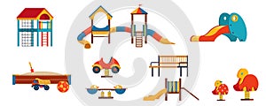 Children playground isolated elements on white background
