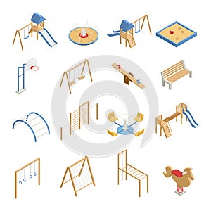 Children Playground Isometric Icons