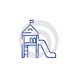 Children playground,small house line icon concept. Children playground,small house flat vector symbol, sign, outline