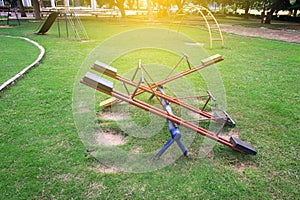 Children playground with sunlight,teetering board photo