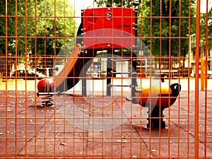 Children playground at sunset