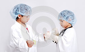 Children playing as doctors