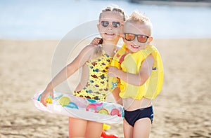 Children playing on the beach.