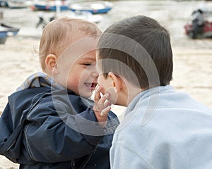 Children playing at beach