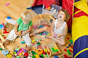 Children playing with blocks