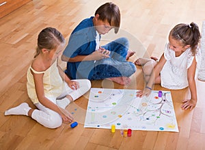 Children playing board game