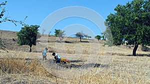 Children playing in a field, free kids playing against coronaviruses