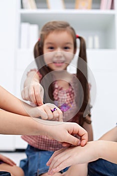 Children playing with fingers