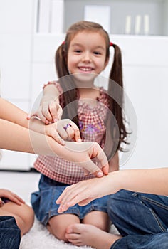 Children playing with fingers