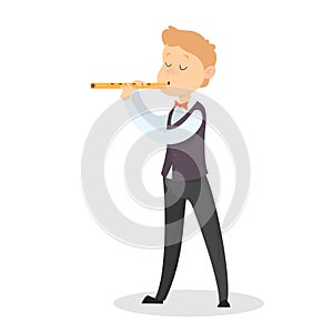 Children playing on flute.