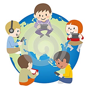 Children playing games online around the world