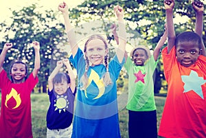 Children Playing Happiness Celebration Outdoors Concept