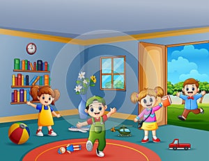 Children playing in the living room