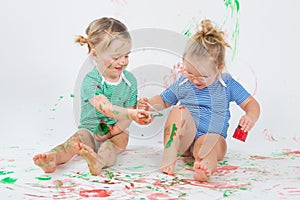 Children playing with painting