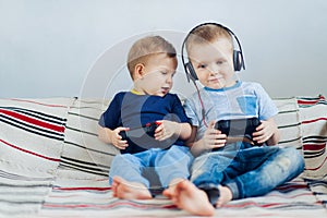 Children playing playstation.