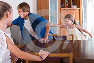 Children playing romp game