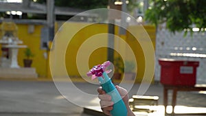 children playing with soap bubbles