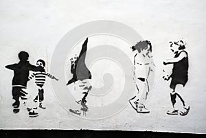 Children Playing Stencil Art photo