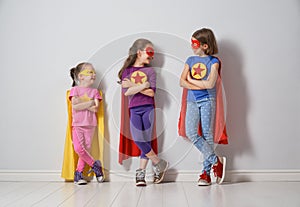 Children are playing superhero