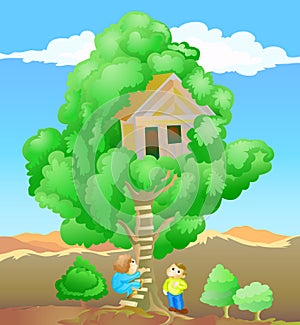Children playing tree house