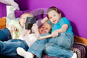 Children playing video games