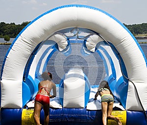 Children playing on waterslide