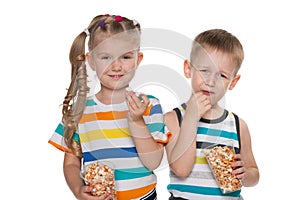 Children with popcorn