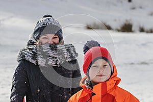 Children pounding in winter