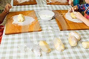 Children prepare cookies.