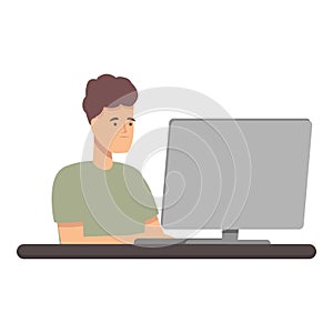 Children programming icon cartoon vector. Science computer