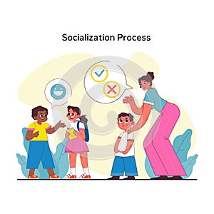 Children psychology. Kids socialization Process. Chid behavior, emotional