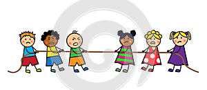 Children pull the rope