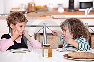 Children pulling faces