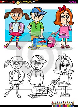Children pupil characters coloring book
