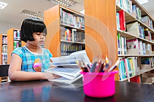 Children read books in the library