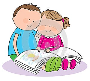 Children reading a book