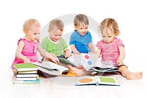 Children Reading Books, Babies Early Education, Kids Group, White