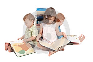 Children reading kids picture library books