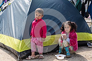 Children in refugee camp in Greece