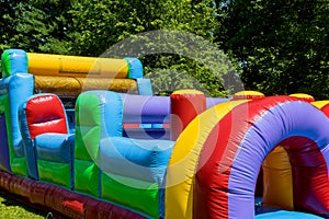 Children ride on an inflatable, children attraction fragment