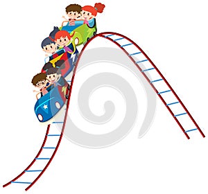 Children riding on roller coaster