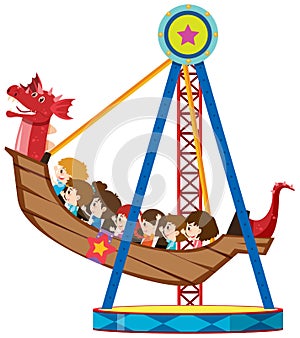 Children riding on viking ride