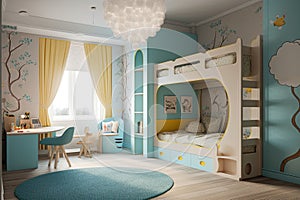 children room Interior design kids room design unisex furniture colorful