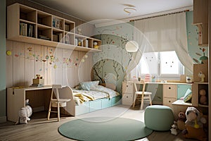 children room Interior design kids room design unisex furniture colorful