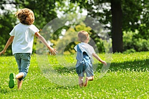 Children running outdoors