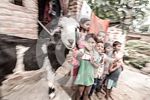 Children in rural village in India