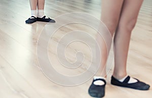 Children`s Ballet Feet. Selective focus