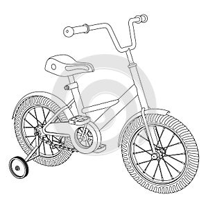 Children`s bicycle with detachable training wheels