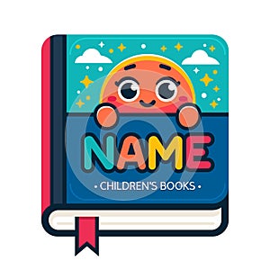 Children's Book Icon Template in Cartoon Style