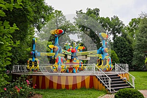 children\'s carousel in an amusement park
